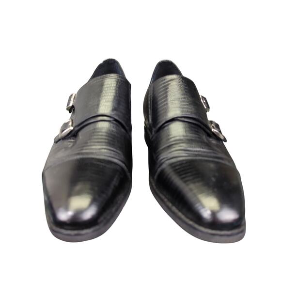 Calto‎ Height Increasing Dual Monk Strap Dress Shoes Black K3114 Men's 9 Taller - Picture 3 of 8